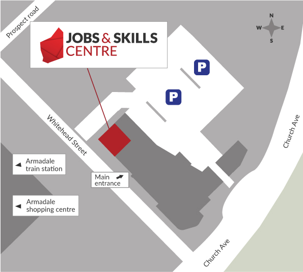 Location of jobs and skills centre on Armadale TAFE campus