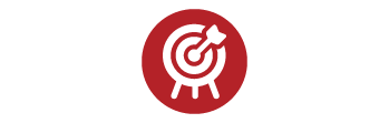 Red circle icon with a white bullseye target and an arrow hitting the center.