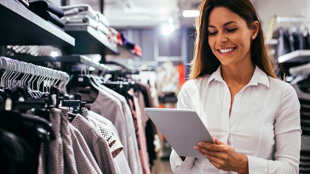 Retail worker in clothing store