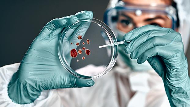 A biomedical specialist at work.