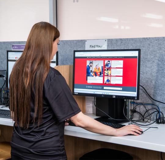 JSC staff using the computer.